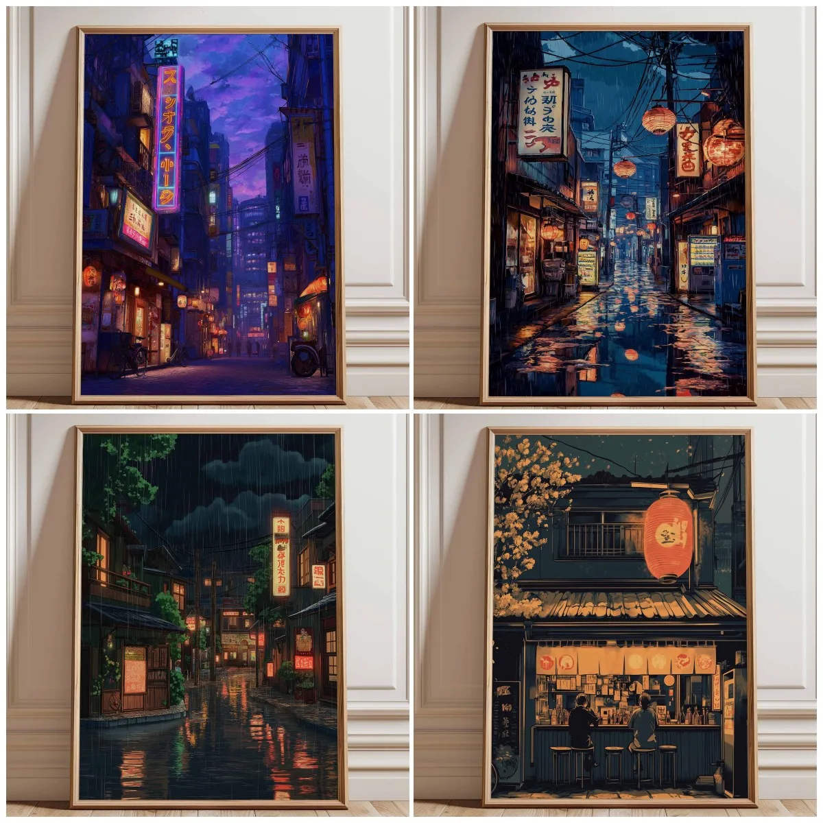 Japanese Lighting Decor - ملصق فني لشارع طوكيو النيون، فن