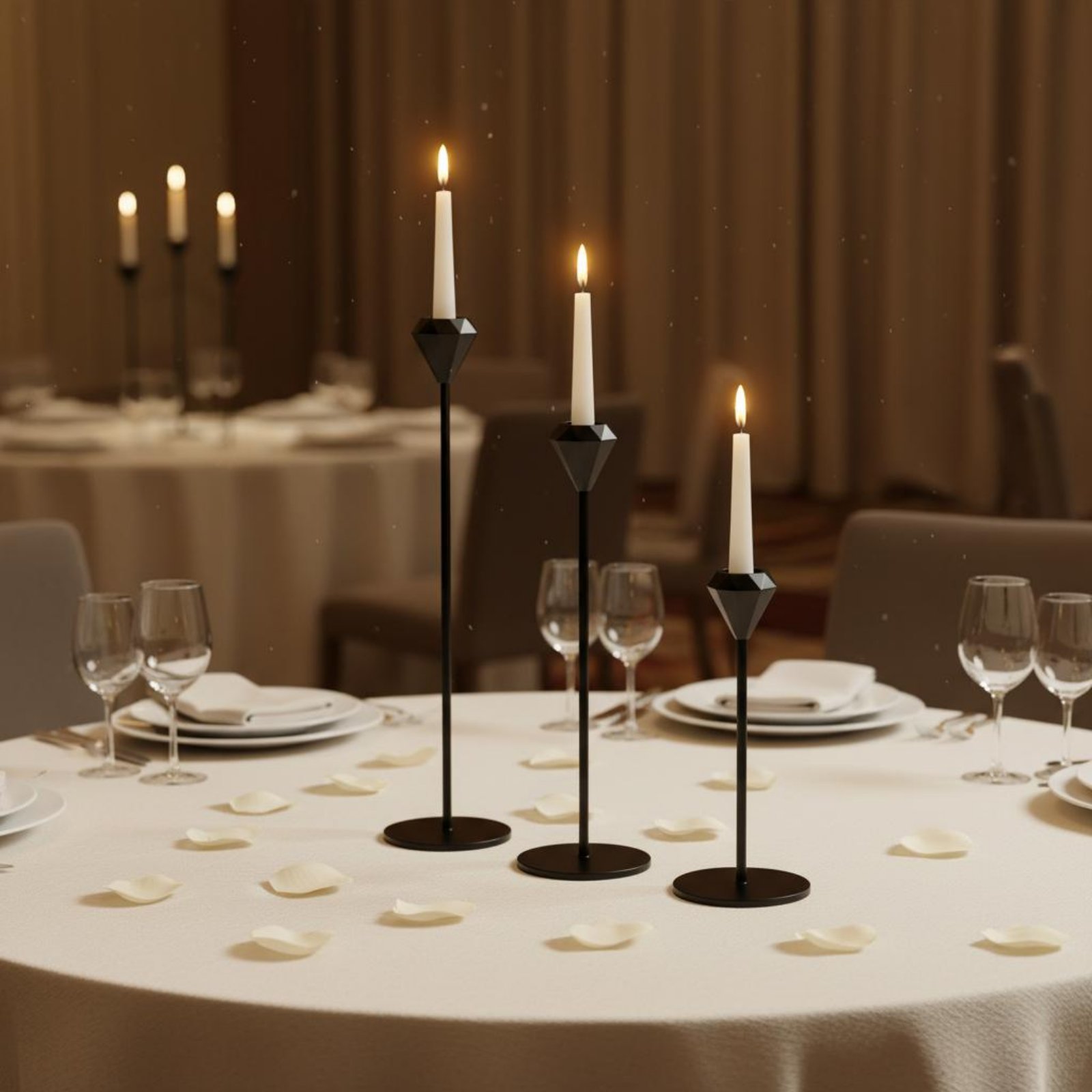 Candle Holder Set - طقم شمعدانات كريستال فاخر من 3