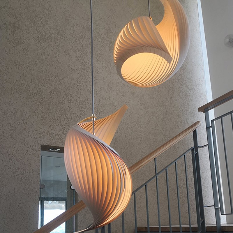 Japanese Lighting Decor - مصابيح معلقة خشبية يابانية فريدة بإضاءة