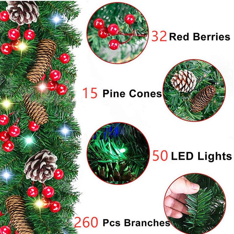 Lighting Decor Company - إكليل عيد الميلاد المضاء المقاوم للماء،