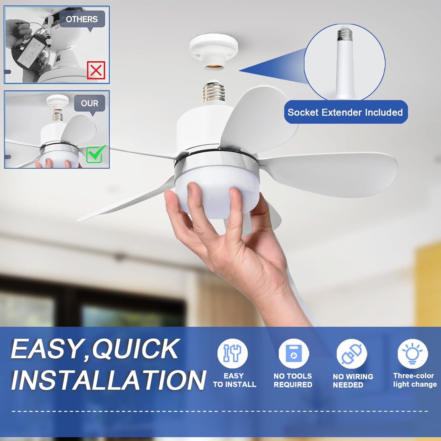 مروحة سقف صغيرة مع إضاءة LED و - مراجعة Home Lighting And Decor وسعره