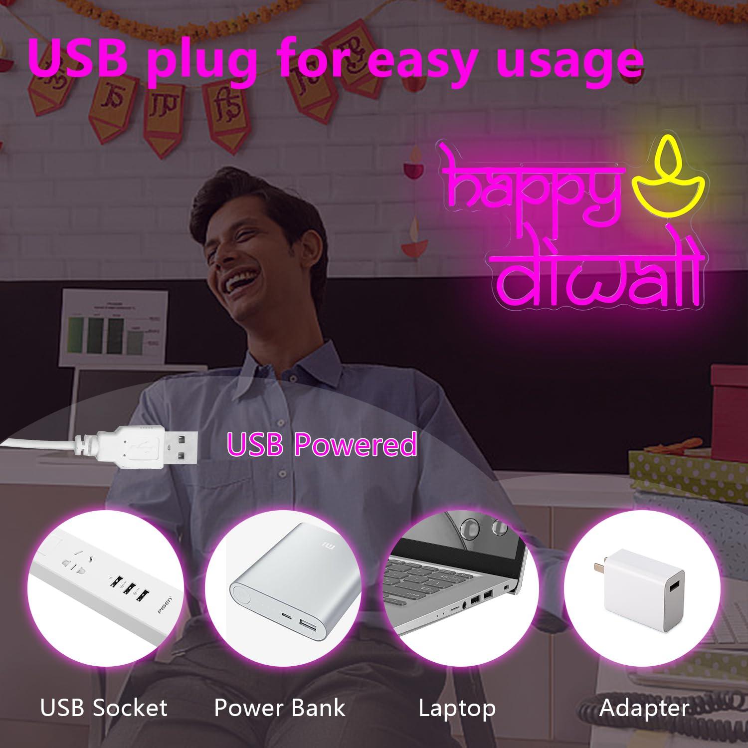 لافتة نيون لعيد ديوالي السعيد  - مراجعة Lighting Decor For Diwali وسعره