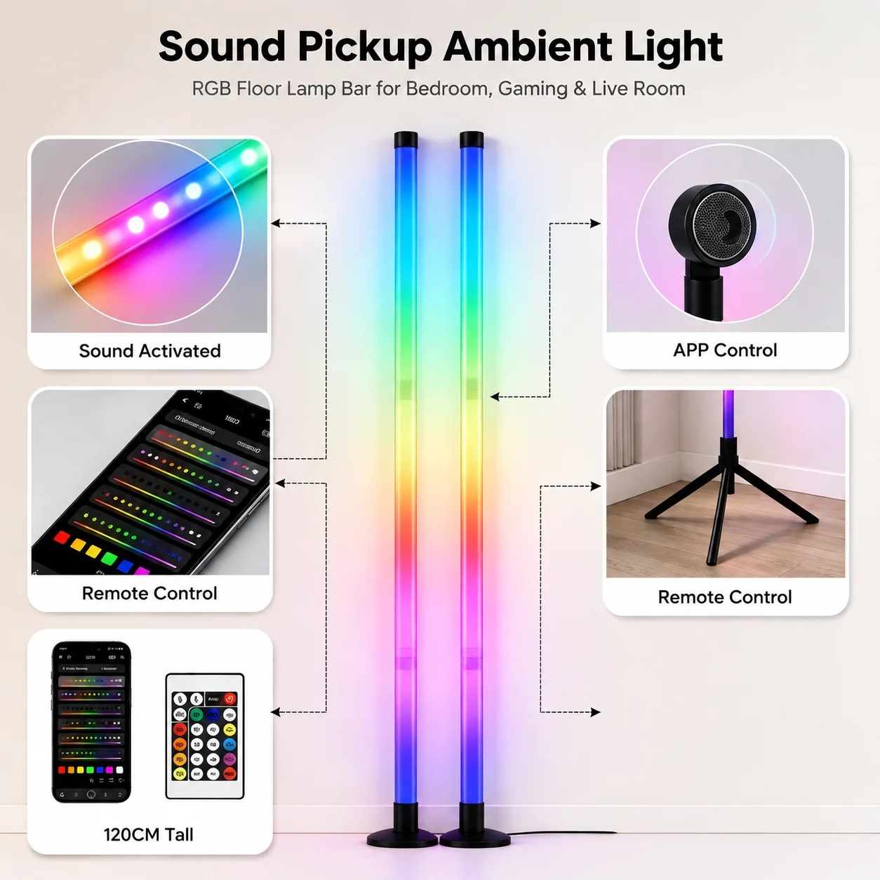 قطعتان من مصباح أرضي RGB بطول  - مراجعة Home Lighting And Decor وسعره